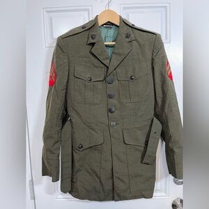 Vintage USMC Service Dress Coat Vietnam Era Green Alpha Uniform Jacket Corporal